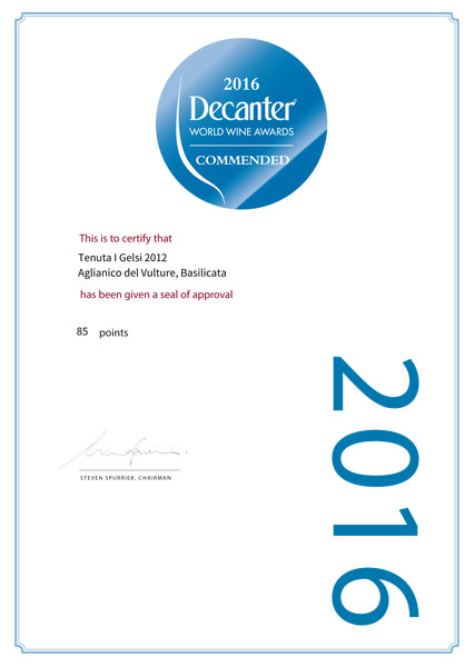 2016 Decanter World Wine Award - Commended